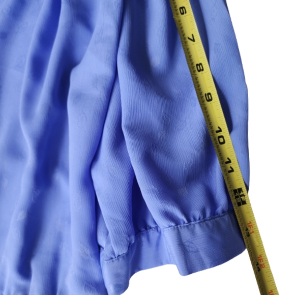 Vintage 80's Raoul Blue Drape Front Puffed Short Sleeve Mid-length Dress ♥️ - Picture 6 of 14